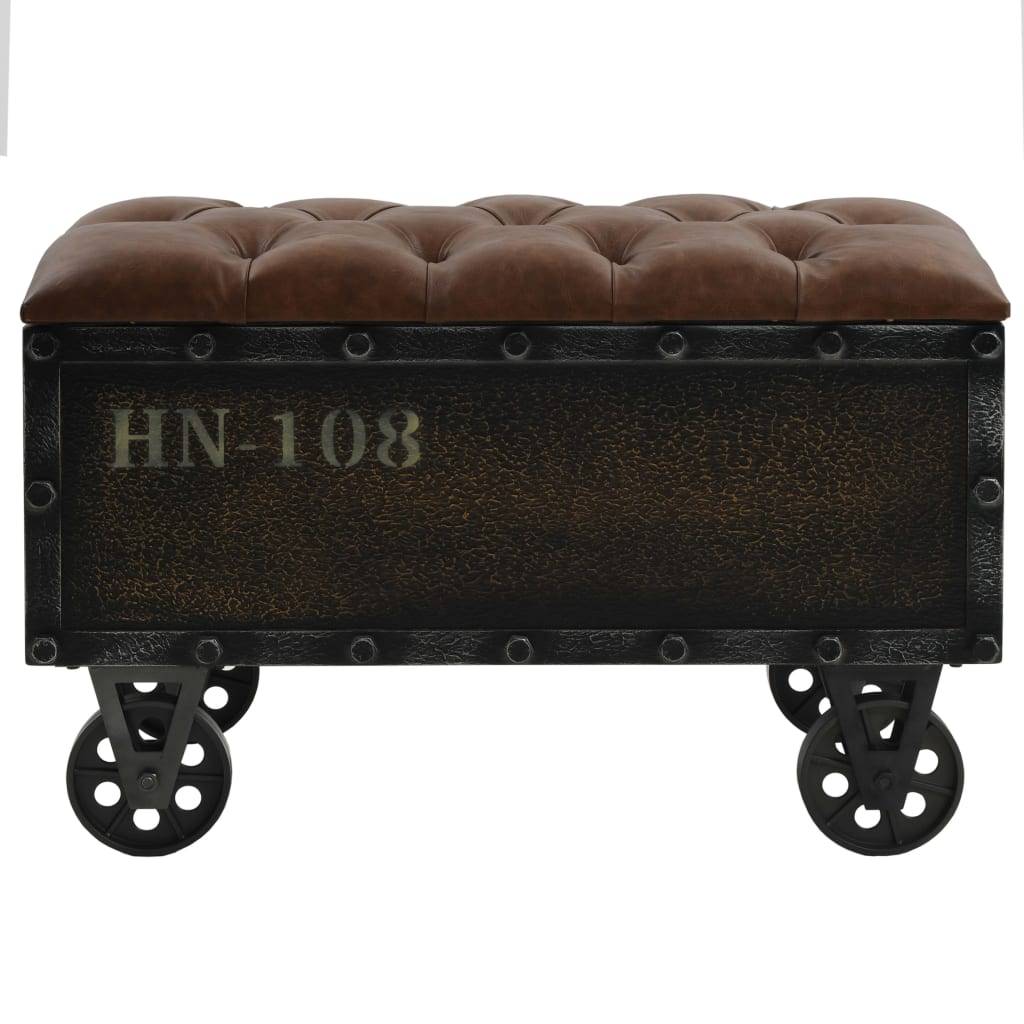 vidaXL Aufbewahrungsbank Massivholz Kunstleder 80,5x41x50 cm