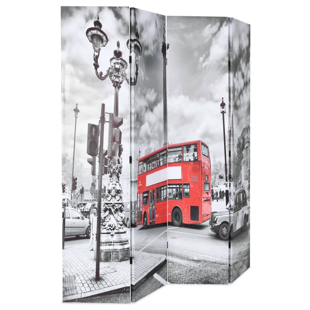 vidaXL Raumteiler klappbar 160 x 170 cm London Bus Schwarz-Weiß