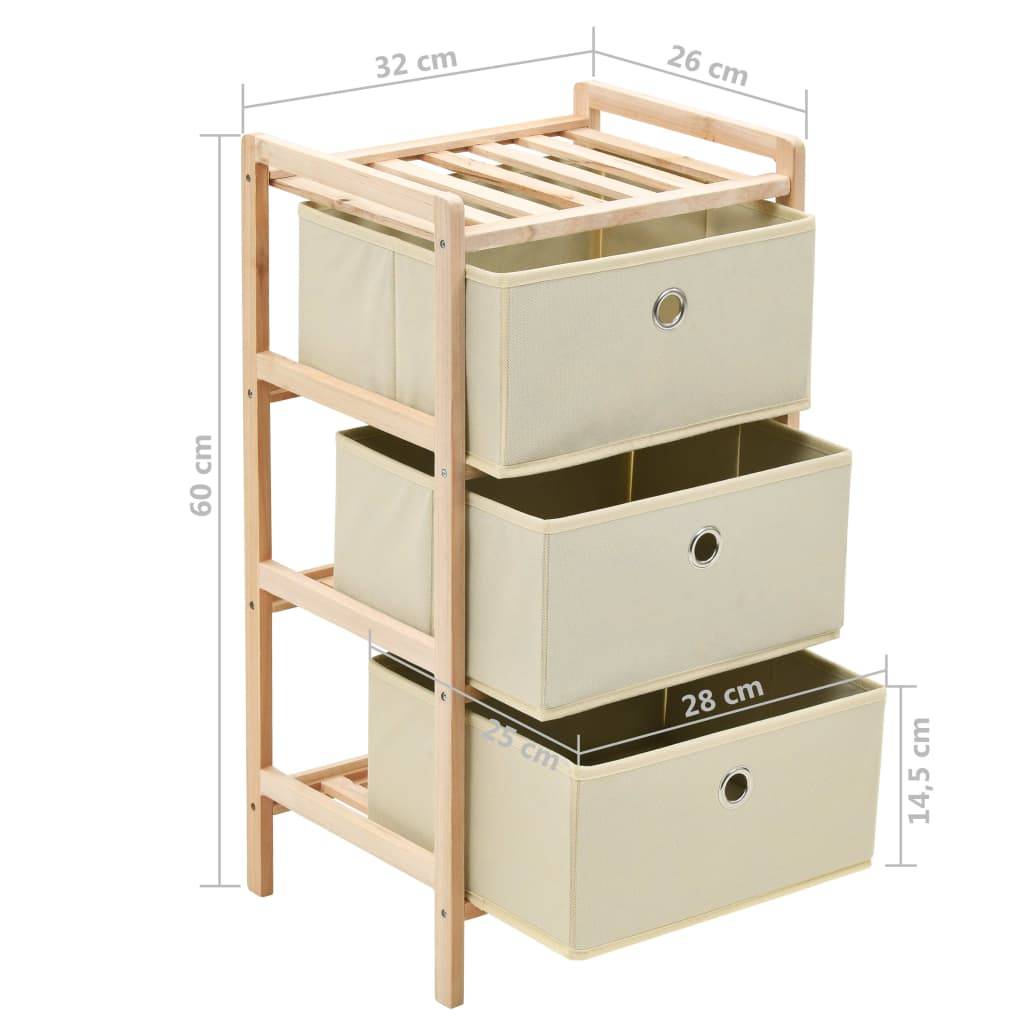 vidaXL Korb-Kommoden 2 Stk. mit 3 Stoffkörben Zedernholz Beige