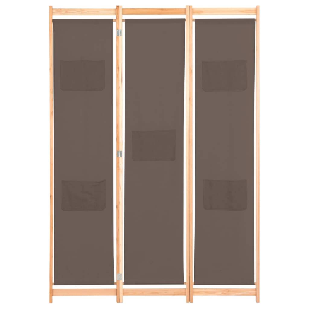 vidaXL 3-teiliger Raumteiler Braun 120 x 170 x 4 cm Stoff