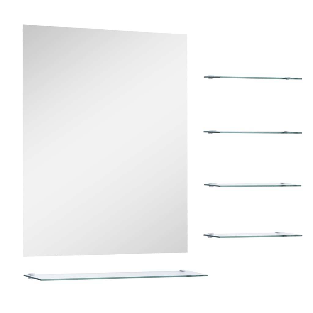 vidaXL Wandspiegel mit 5 Ablagen Silbern 50×60 cm