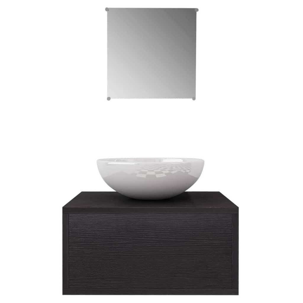 vidaXL 3-tlg. Badmöbel-Set mit Waschbecken Schwarz