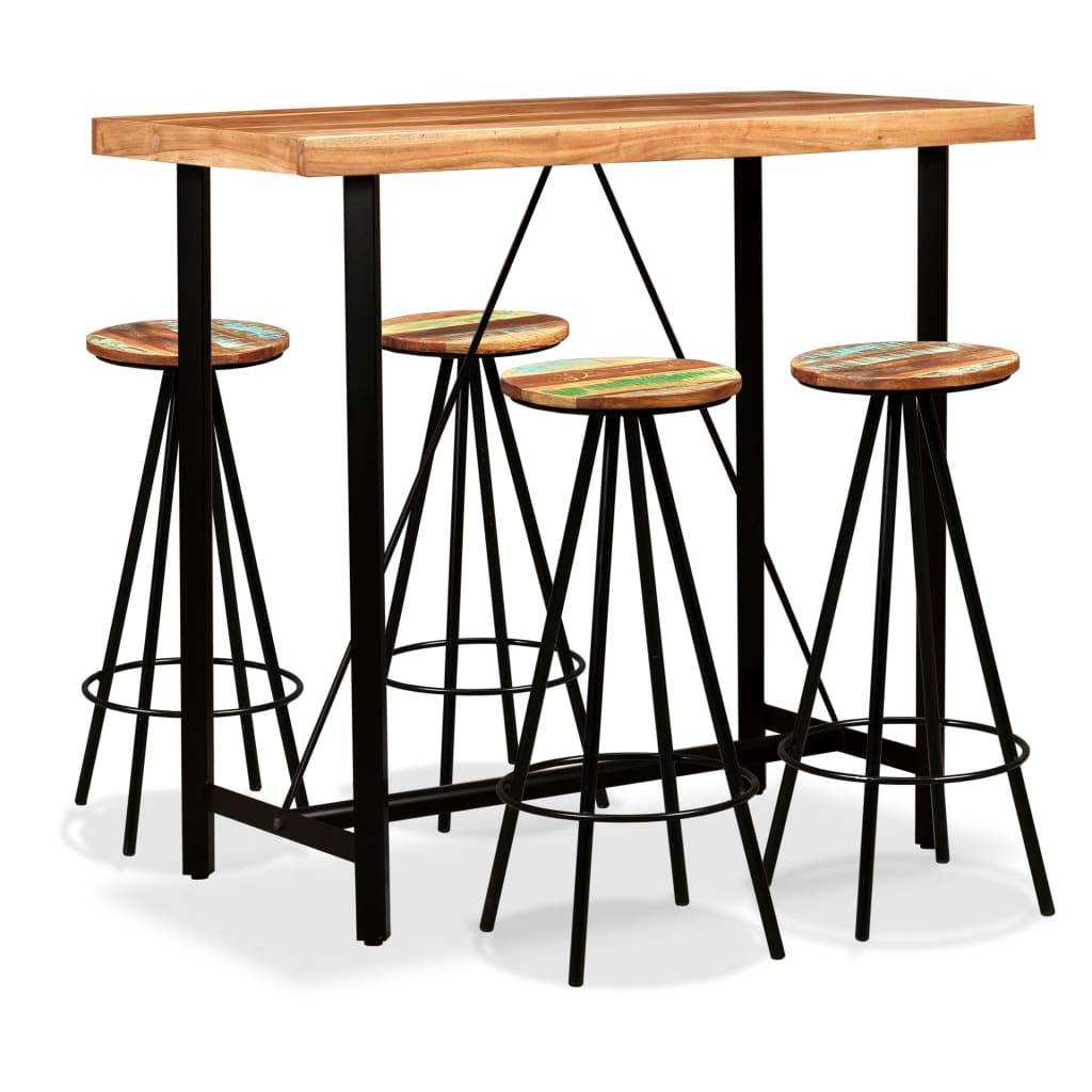 vidaXL 5-tlg. Bar-Set Massivholz Akazie und Altholz