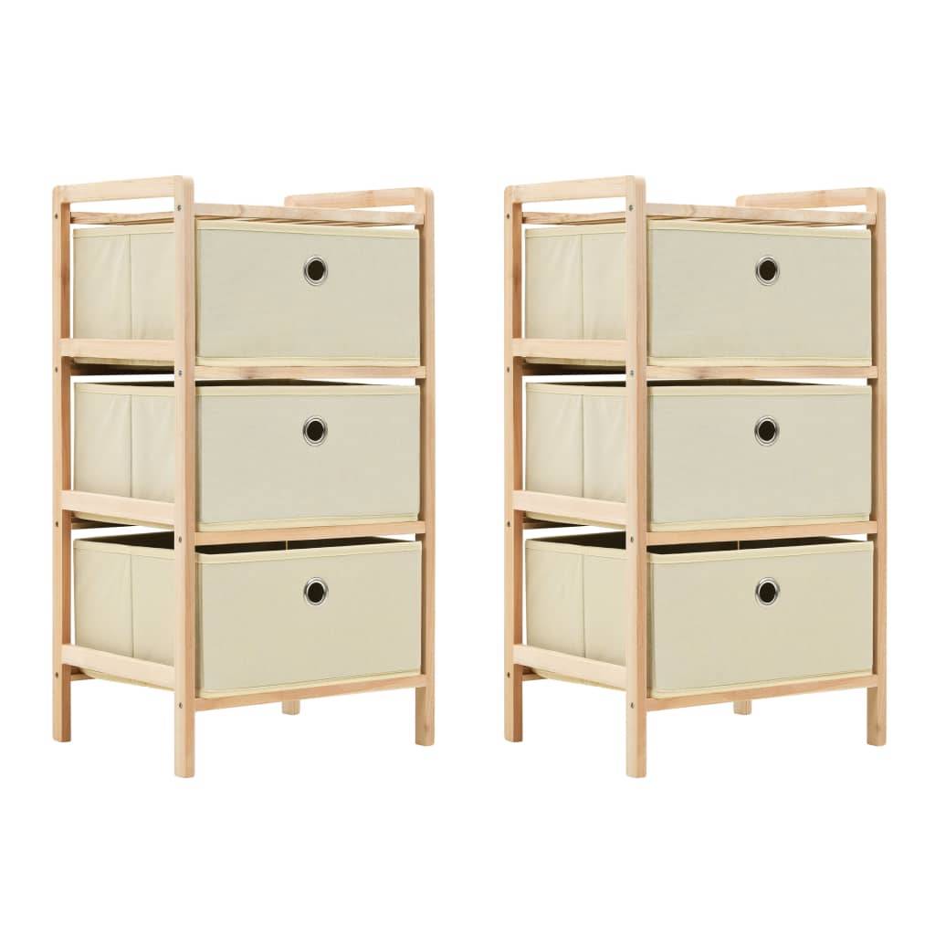vidaXL Korb-Kommoden 2 Stk. mit 3 Stoffkörben Zedernholz Beige