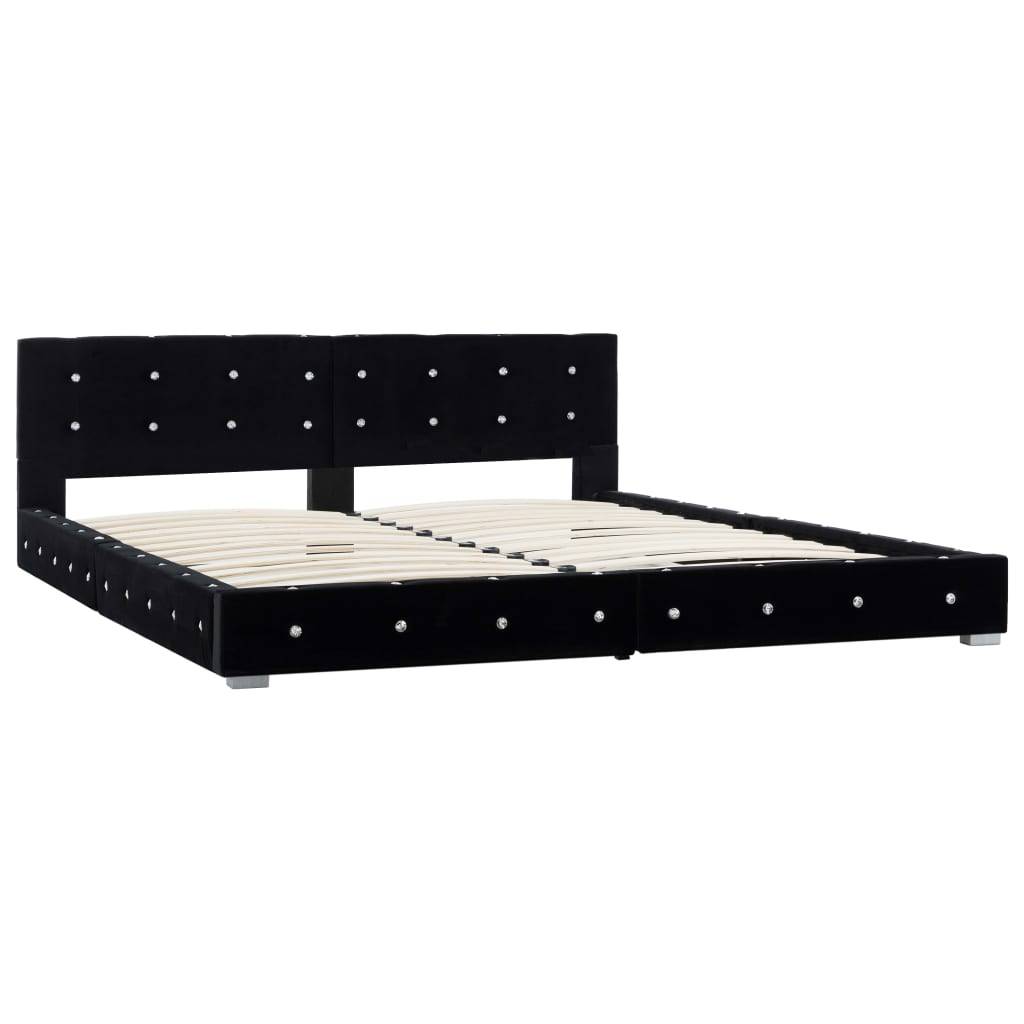 vidaXL Bett mit Matratze Schwarz Samt 180 x 200 cm