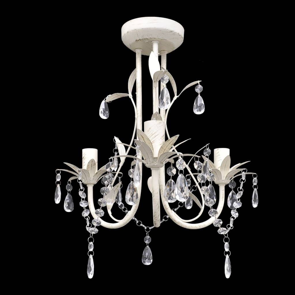 vidaXL Kristall-Deckenleuchte Kronleuchter 2 Stk. Elegantes Weiß