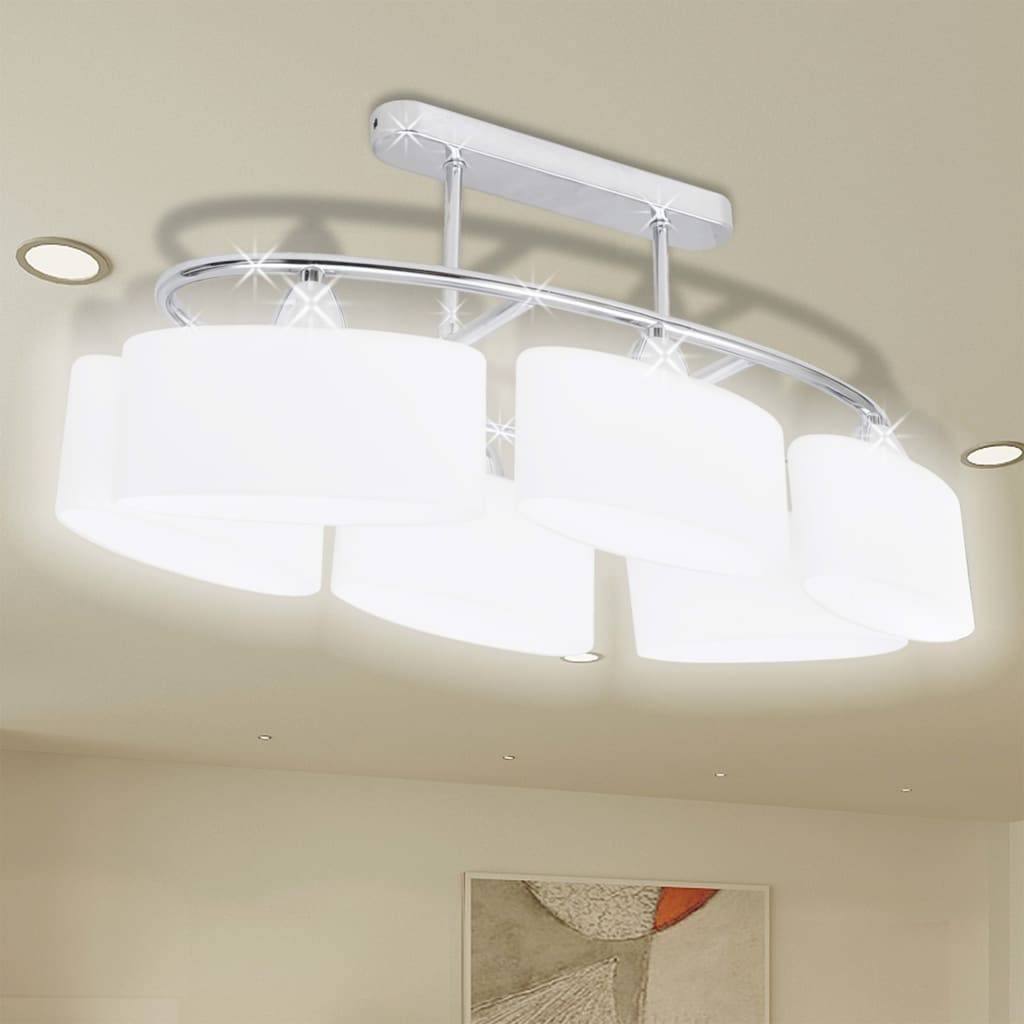 vidaXL Deckenlampe mit ellipsenförmigen Glasschirmen 2 Stk. E14