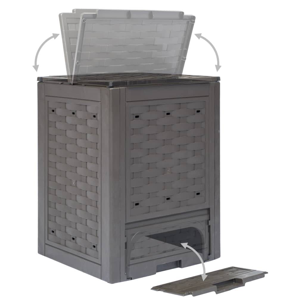 vidaXL Gartenkomposter 2 Stk. Braun 60x60x83cm 600 L Kunststoff Rattan