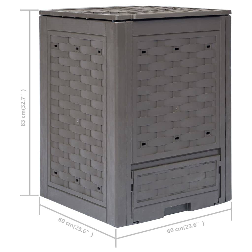 vidaXL Gartenkomposter 2 Stk. Braun 60x60x83cm 600 L Kunststoff Rattan