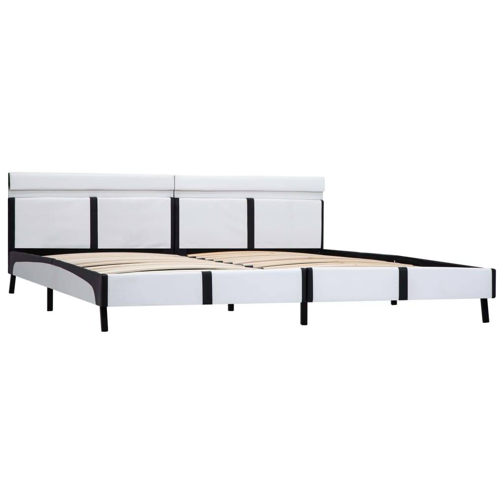 vidaXL Bettgestell mit LED Weiß Kunstleder 180×200 cm