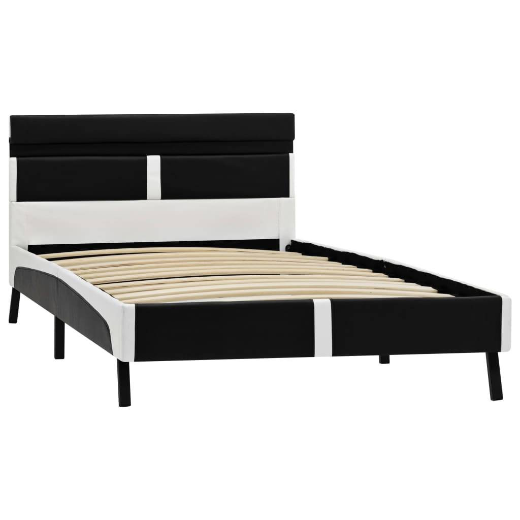 vidaXL Bettgestell mit LED Schwarz Kunstleder 90x200 cm