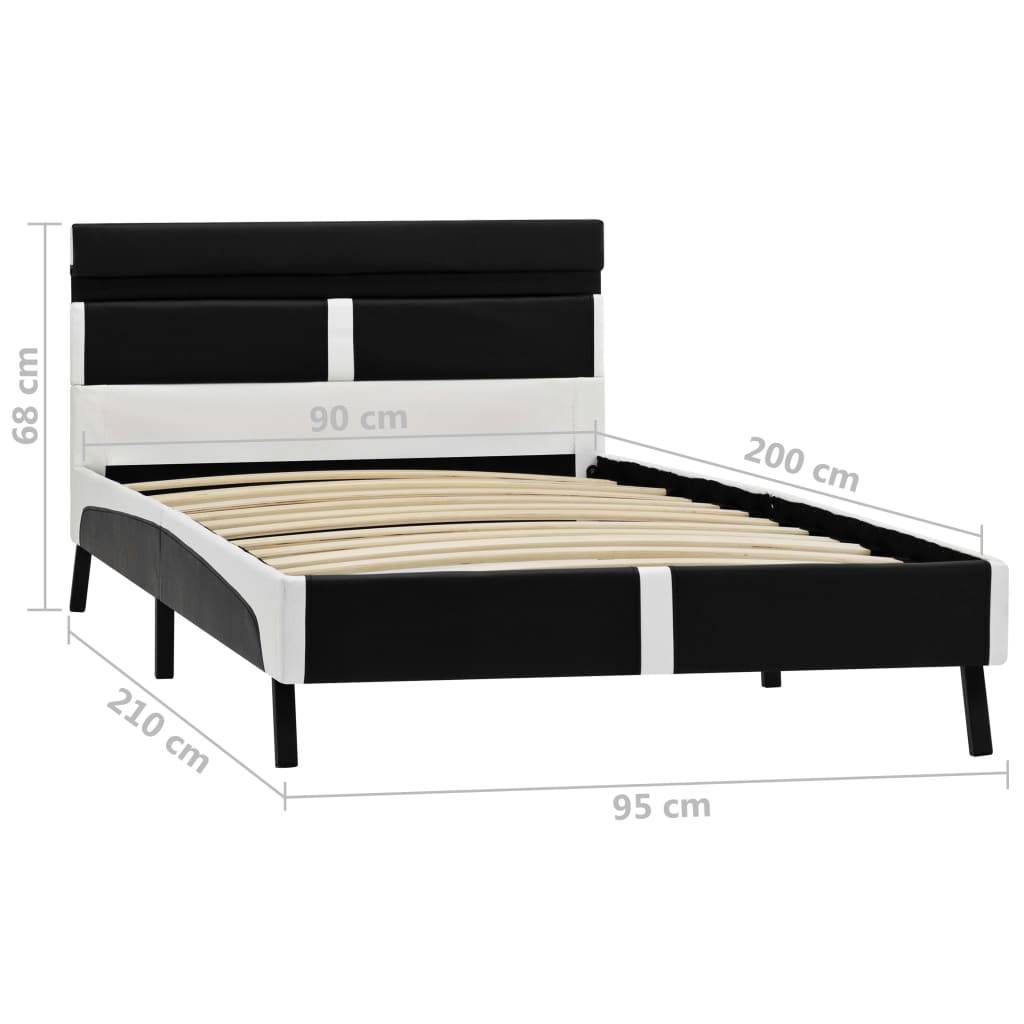 vidaXL Bettgestell mit LED Schwarz Kunstleder 90x200 cm