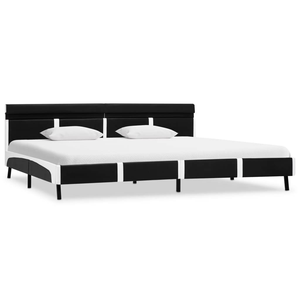 vidaXL Bettgestell mit LED Schwarz Kunstleder 180x200 cm