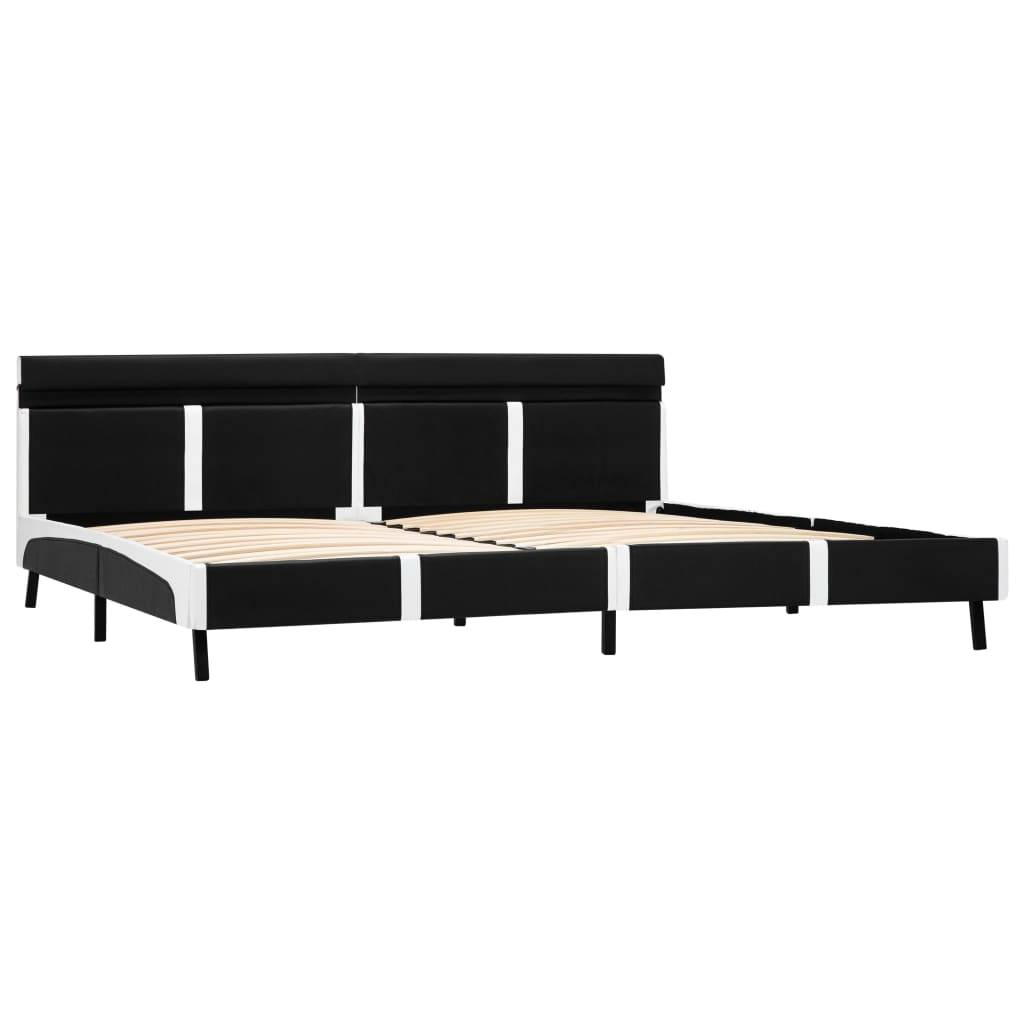 vidaXL Bettgestell mit LED Schwarz Kunstleder 180x200 cm