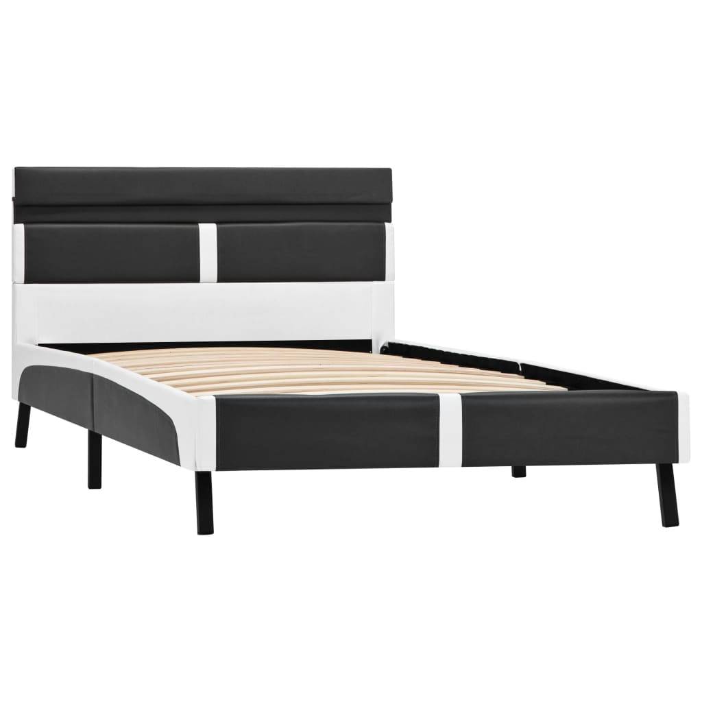 vidaXL Bettgestell mit LED Grau Kunstleder 90×200 cm