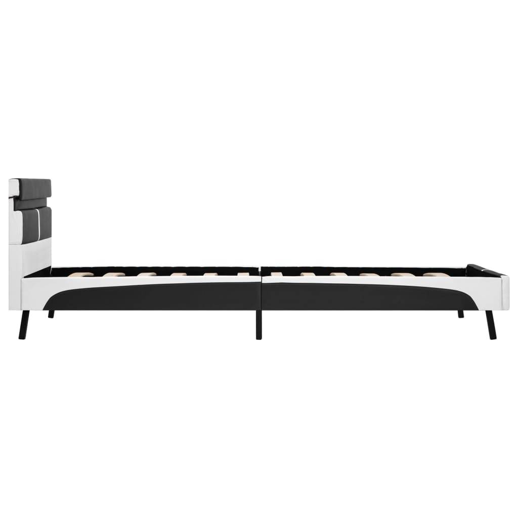 vidaXL Bettgestell mit LED Grau Kunstleder 90×200 cm