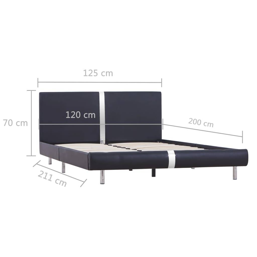 vidaXL Bettgestell Schwarz Kunstleder 120 x 200 cm