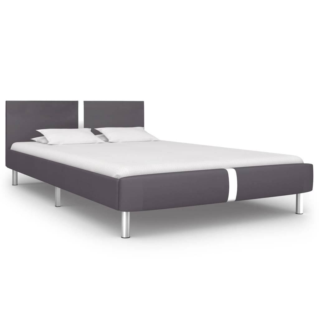 vidaXL Bettgestell Grau Kunstleder 140 x 200 cm