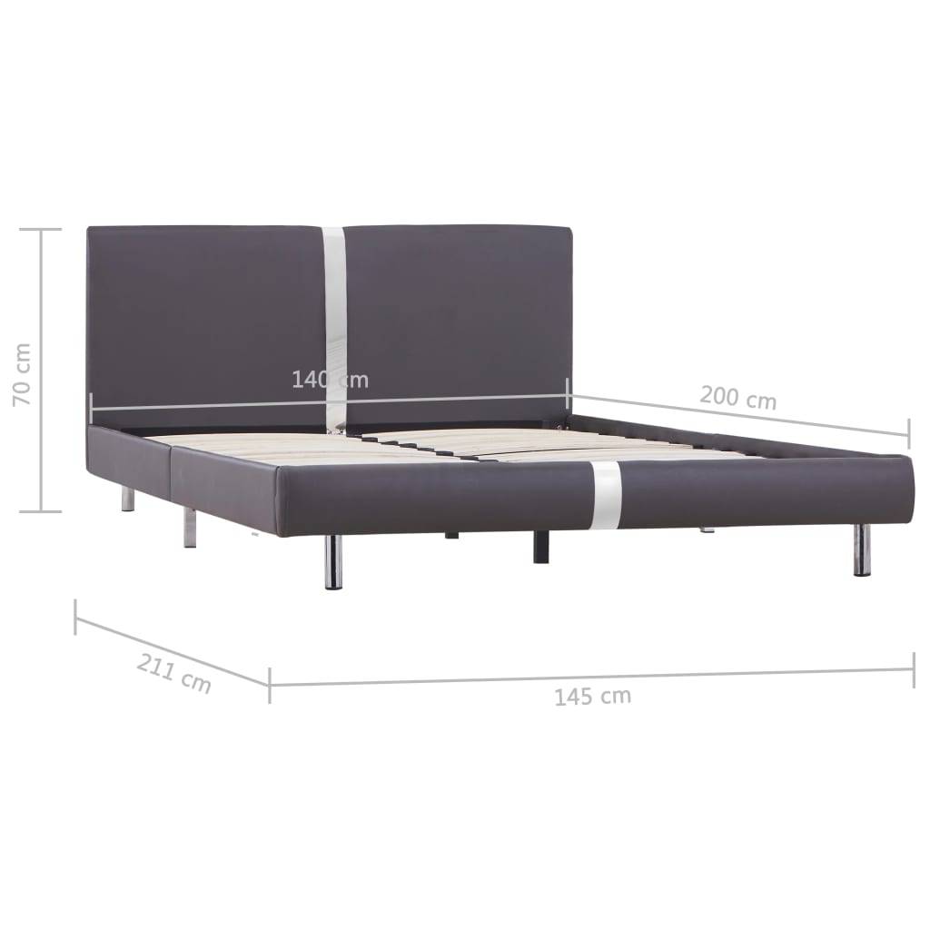 vidaXL Bettgestell Grau Kunstleder 140 x 200 cm