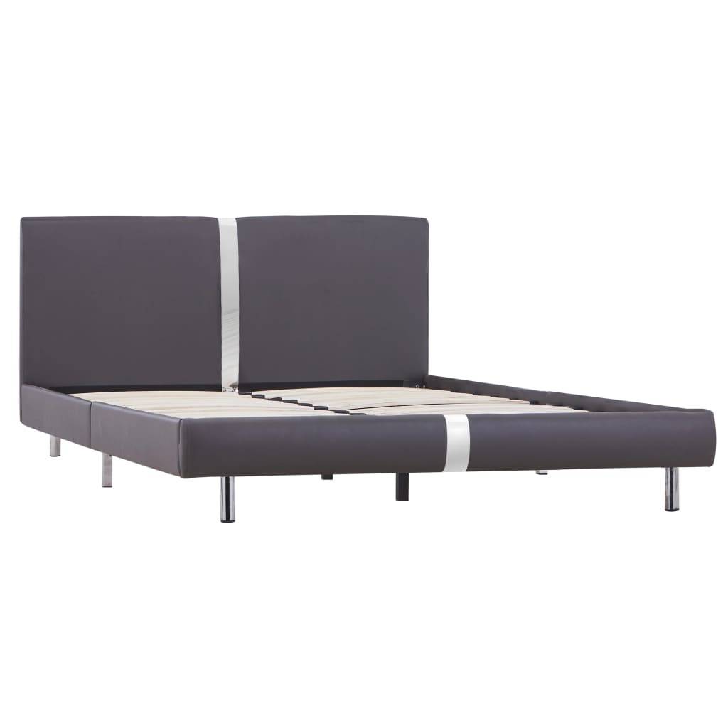 vidaXL Bettgestell Grau Kunstleder 140 x 200 cm