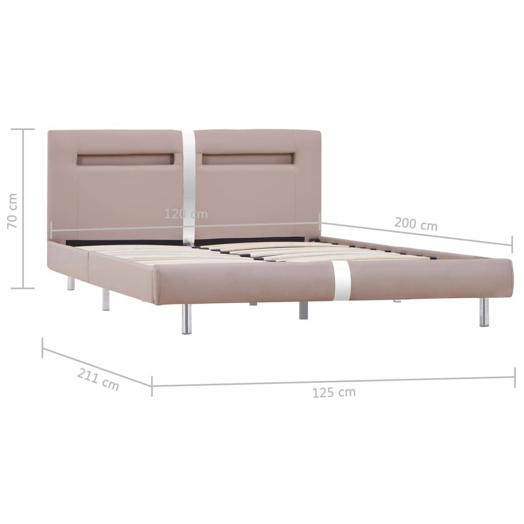 vidaXL Bettgestell mit LED Cappuccino-Braun Kunstleder 120x200 cm