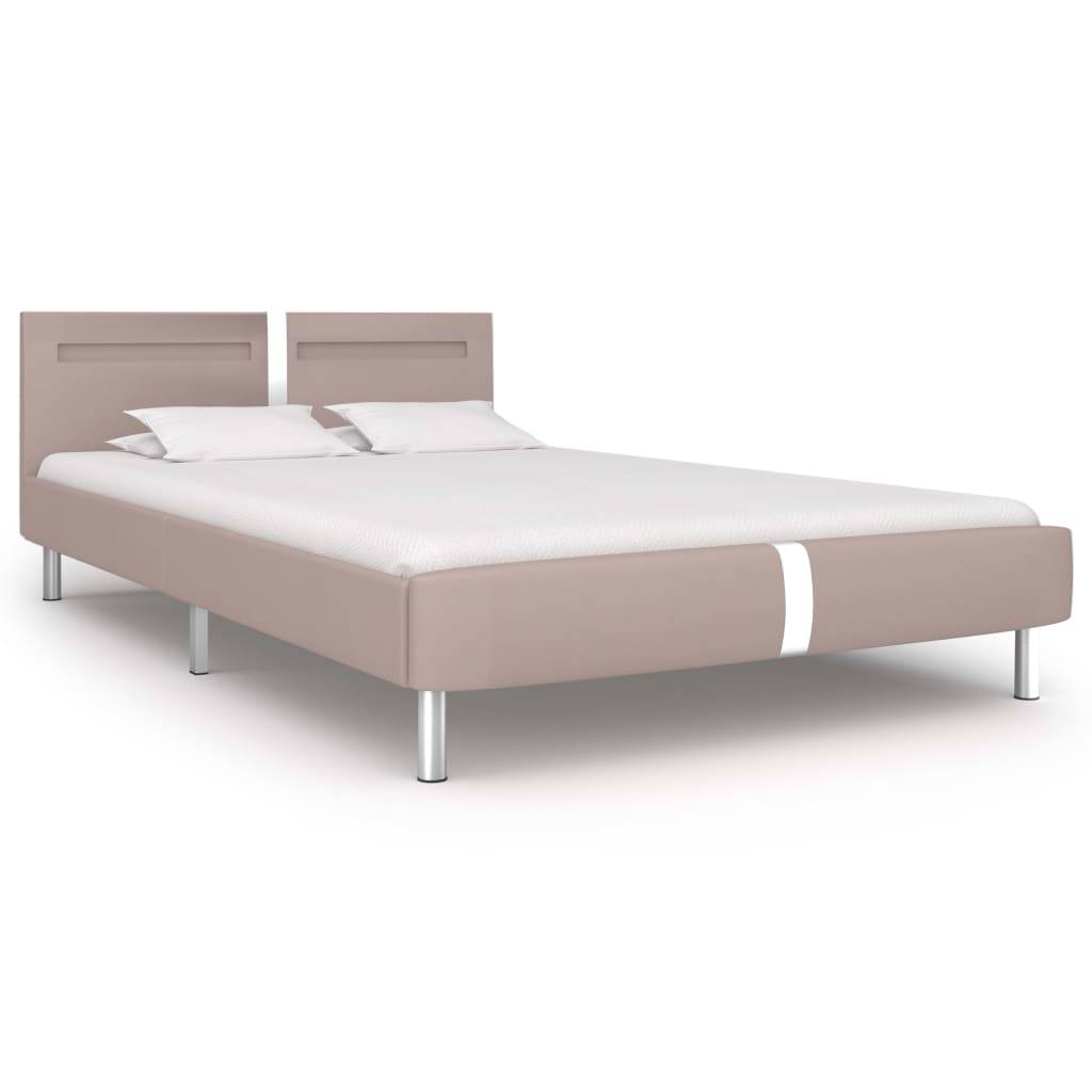 vidaXL Bettgestell mit LED Cappuccino-Braun Kunstleder 120x200 cm