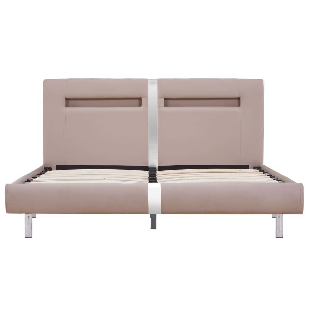 vidaXL Bettgestell mit LED Cappuccino-Braun Kunstleder 120x200 cm