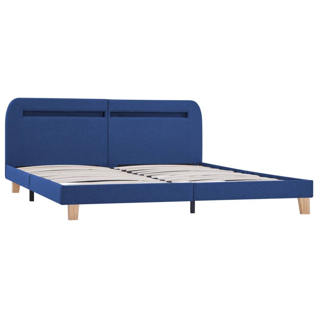 vidaXL Bettgestell mit LED Blau Stoff 160x200 cm