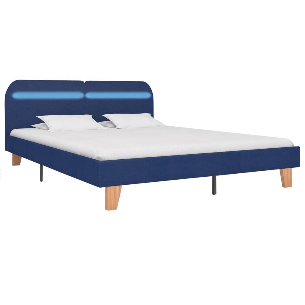 vidaXL Bettgestell mit LED Blau Stoff 160x200 cm