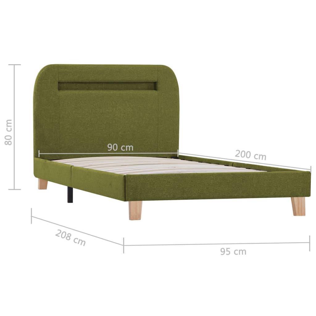 vidaXL Bettgestell mit LED Grün Stoff 90x200 cm