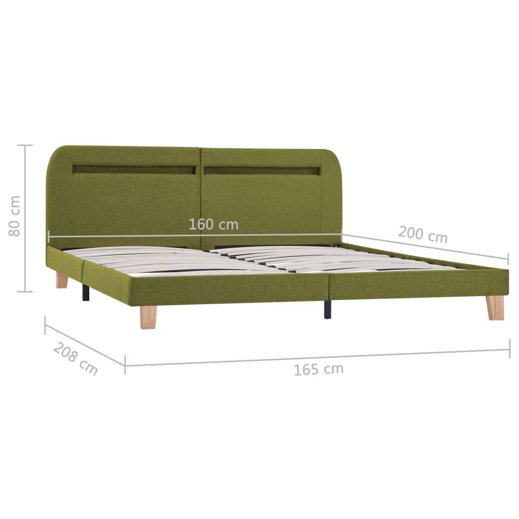 vidaXL Bettgestell mit LED Grün Stoff 160x200 cm