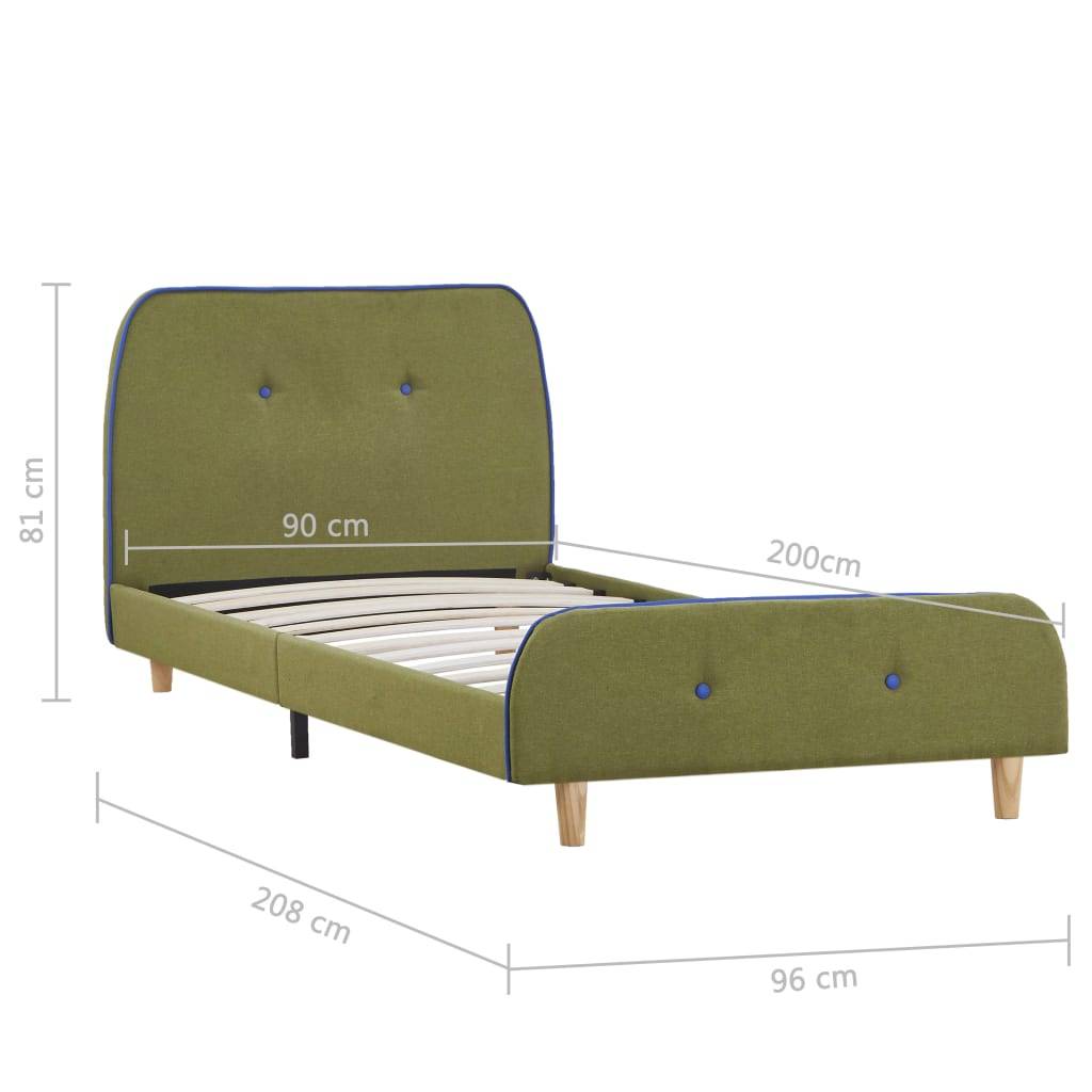 vidaXL Bettgestell Grün Stoff 90x200 cm