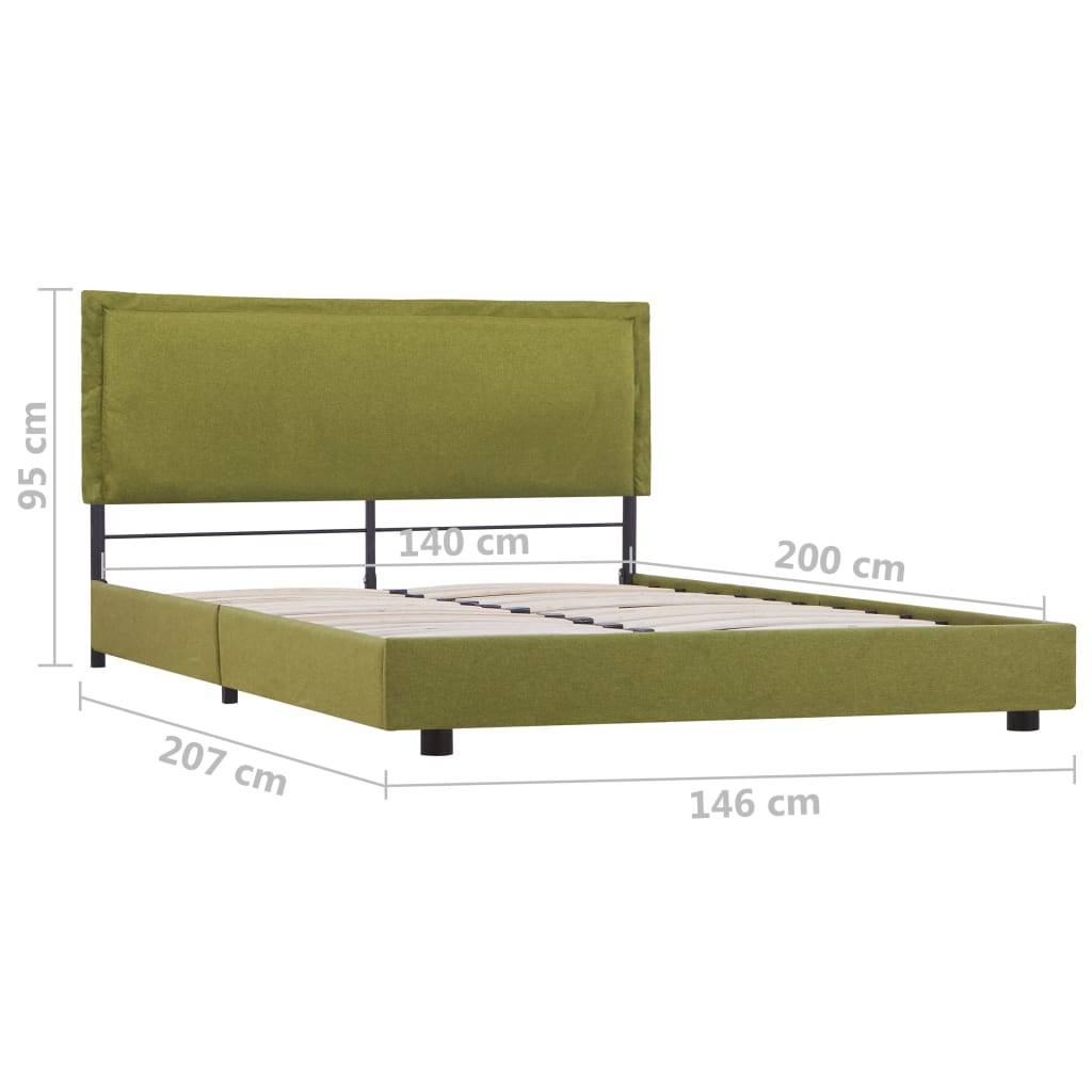 vidaXL Bettgestell Grün Stoff 140x200 cm