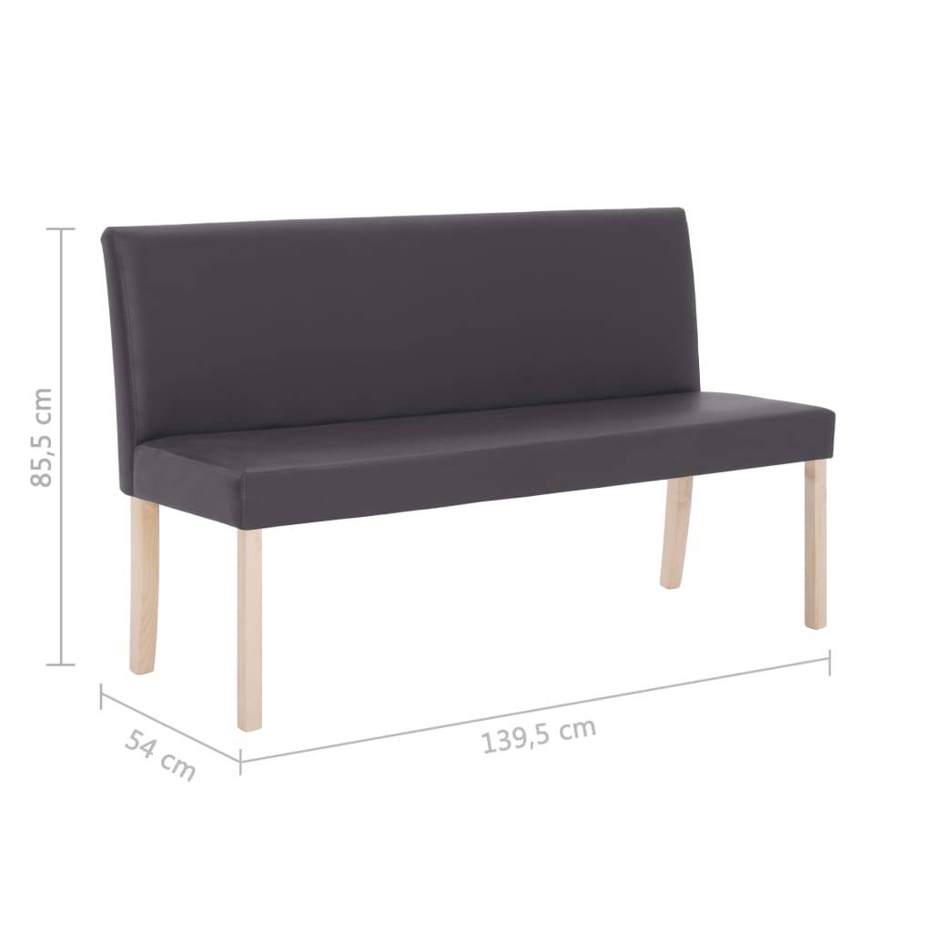 vidaXL Sitzbank 139,5 cm Grau Kunstleder