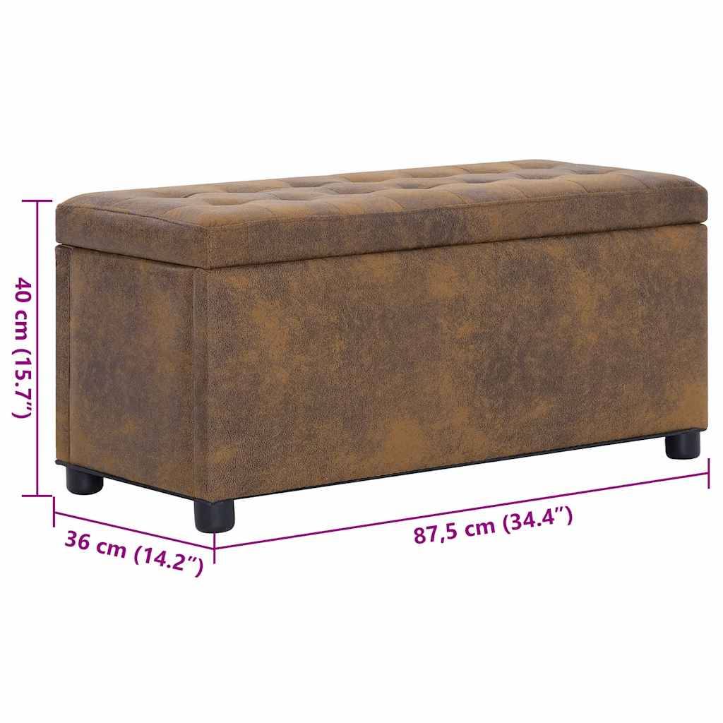 vidaXL Ottoman mit Stauraum 87,5 cm Braun Wildleder-Optik