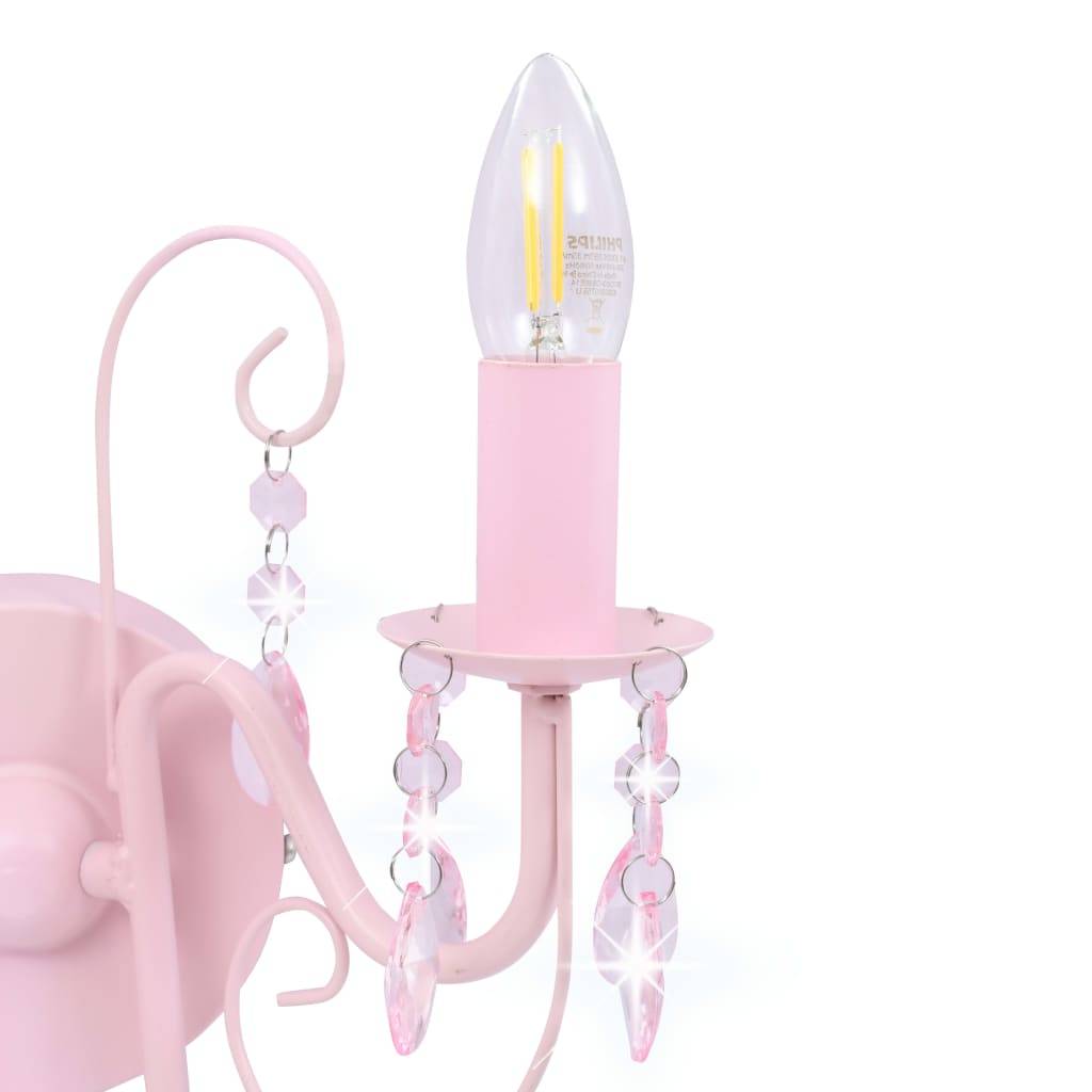 vidaXL Wandleuchte mit Perlen Rosa 2 × E14-Fassungen
