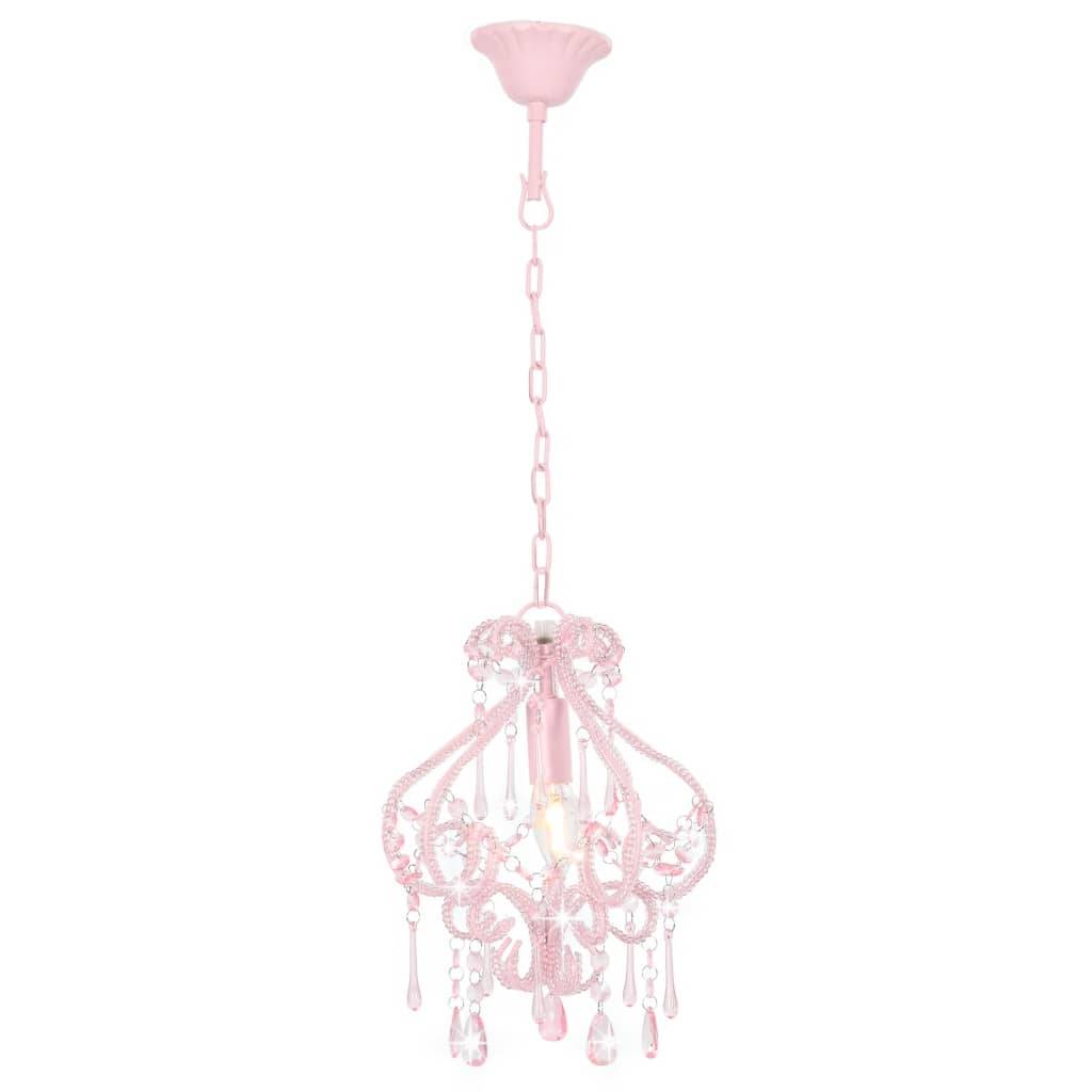 vidaXL Deckenleuchte mit Perlen Rosa Rund E14