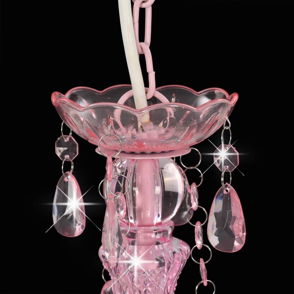 vidaXL Kronleuchter mit Perlen Rosa Rund 3×E14