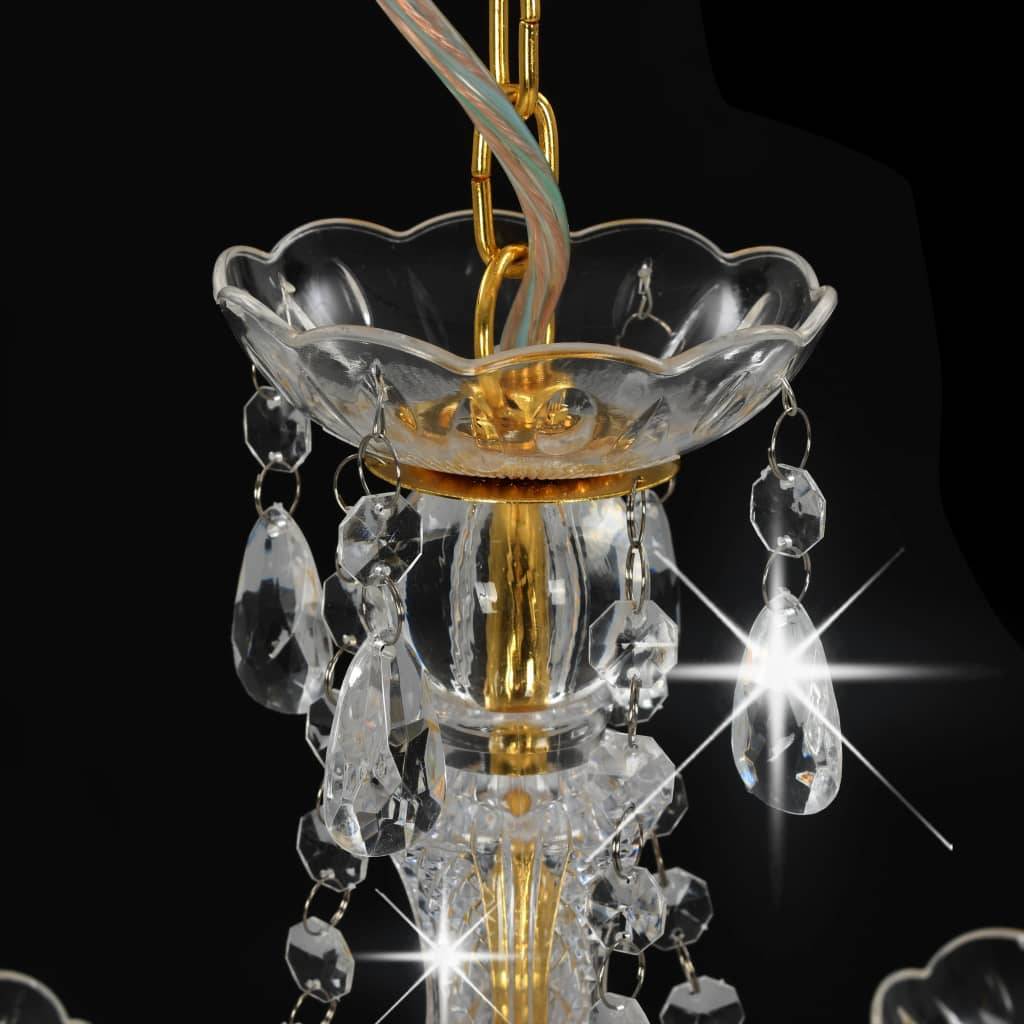 vidaXL Kronleuchter mit Perlen Goldfarben Rund 3×E14