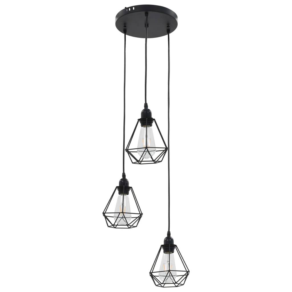 vidaXL Deckenleuchte mit Diamant-Design Schwarz 3 x E27 Glühbirnen