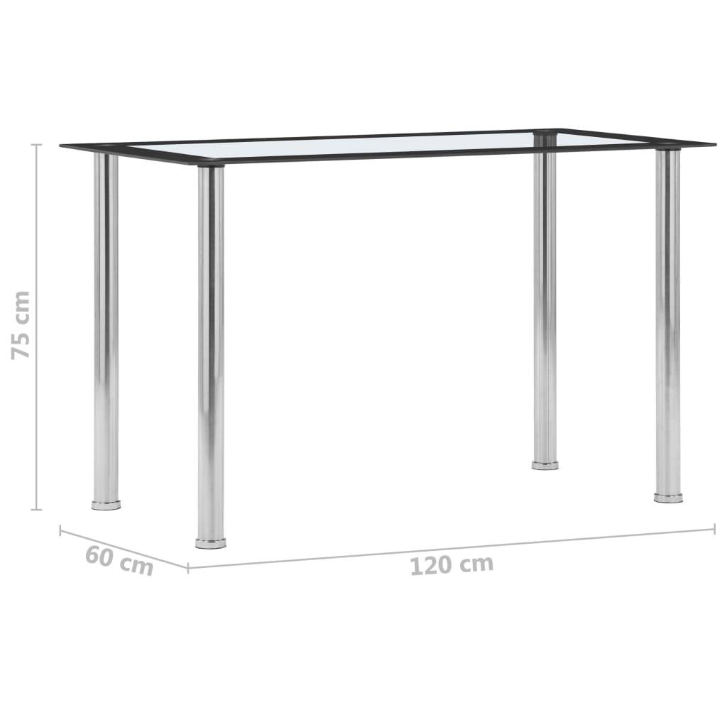 vidaXL Esstisch Schwarz und Transparent 120 x 60 x 75 cm Hartglas
