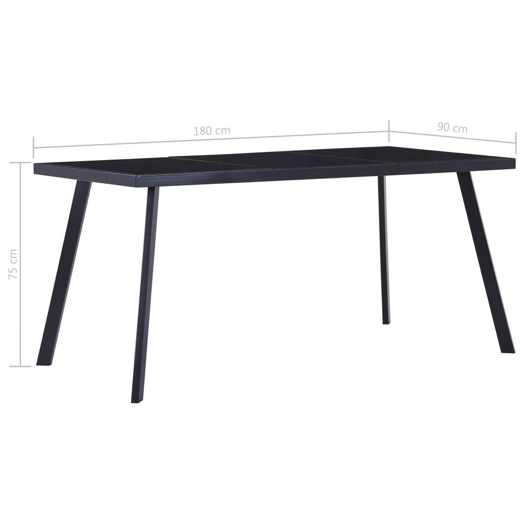 vidaXL Esstisch Schwarz 180 x 90 x 75 cm Hartglas