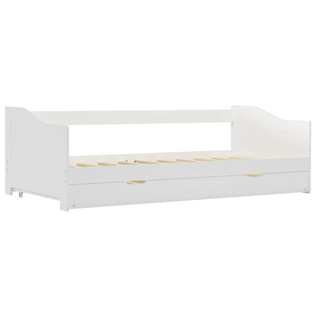 vidaXL Ausziehsofa Bettgestell Weiß Kiefernholz 90×200 cm