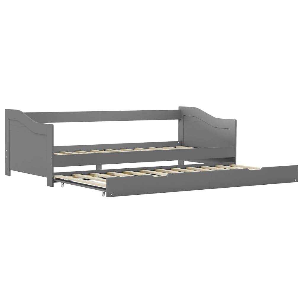 vidaXL Ausziehsofa Bettgestell Grau Kiefernholz 90×200 cm