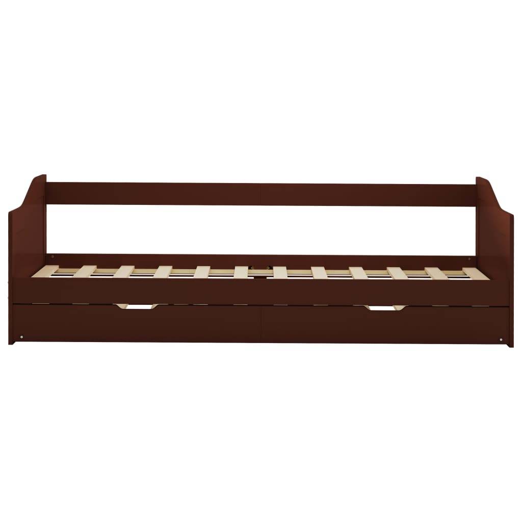 vidaXL Ausziehsofa Bettgestell Dunkelbraun Kiefernholz 90×200 cm