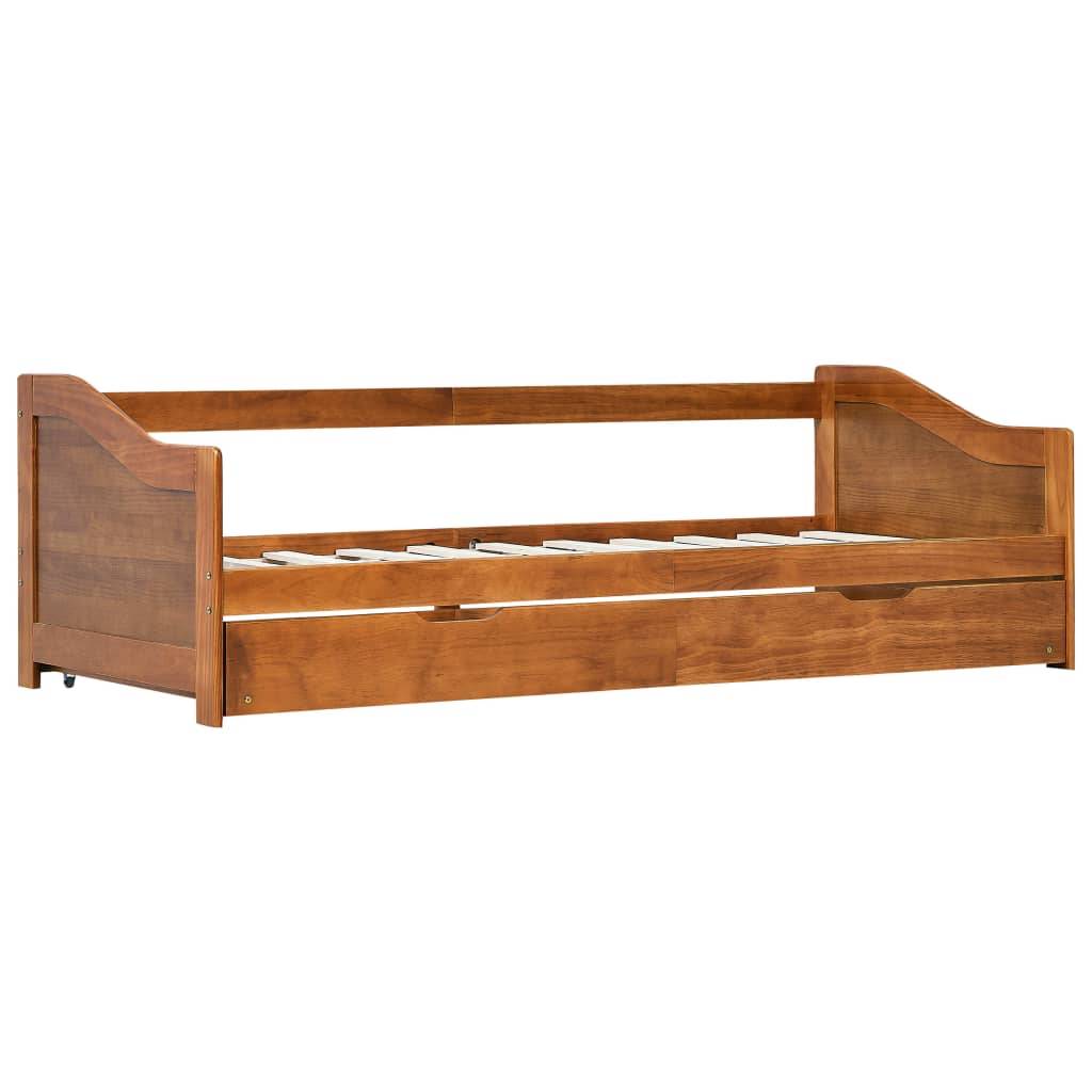 vidaXL Ausziehsofa Bettgestell Honigbraun Kiefernholz 90×200 cm