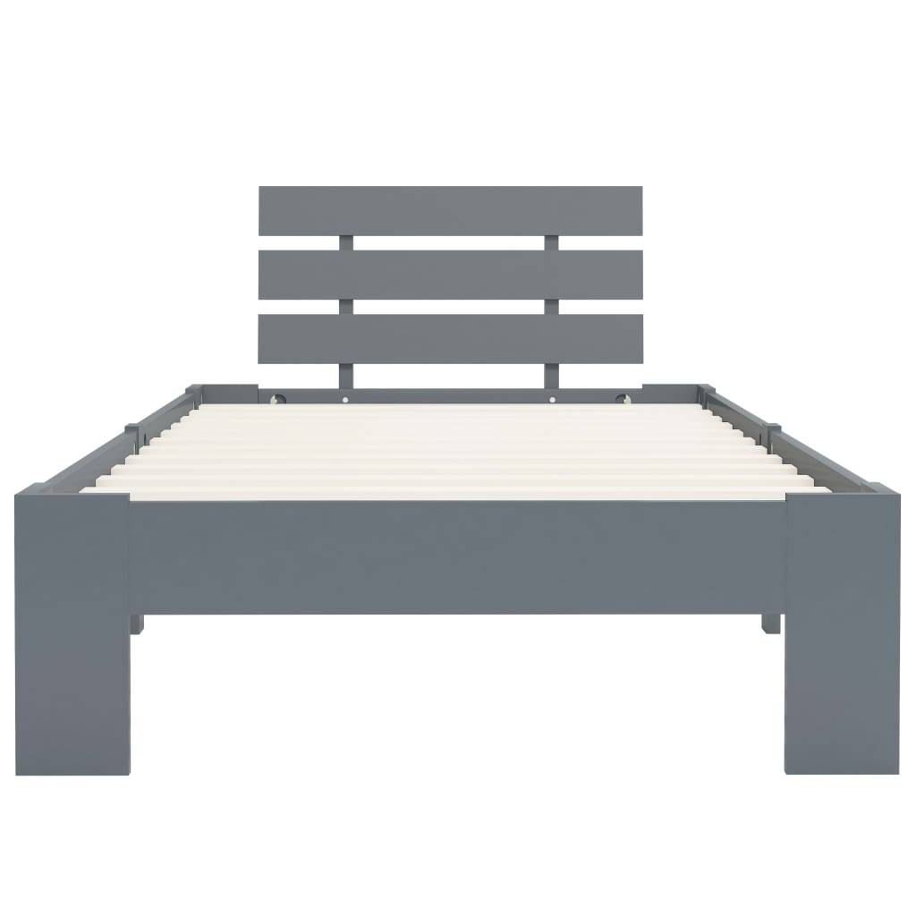 vidaXL Massivholzbett Grau Kiefer 100x200 cm