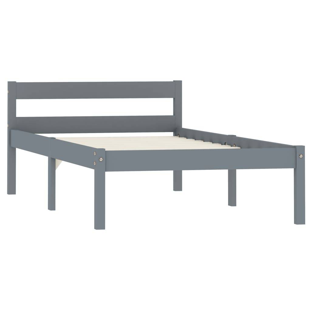 vidaXL Massivholzbett Grau Kiefer 100x200 cm