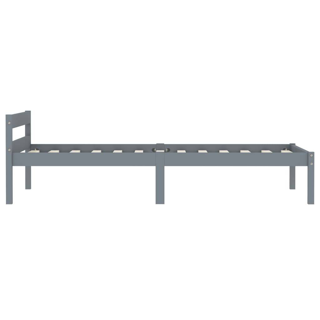 vidaXL Massivholzbett Grau Kiefer 100x200 cm
