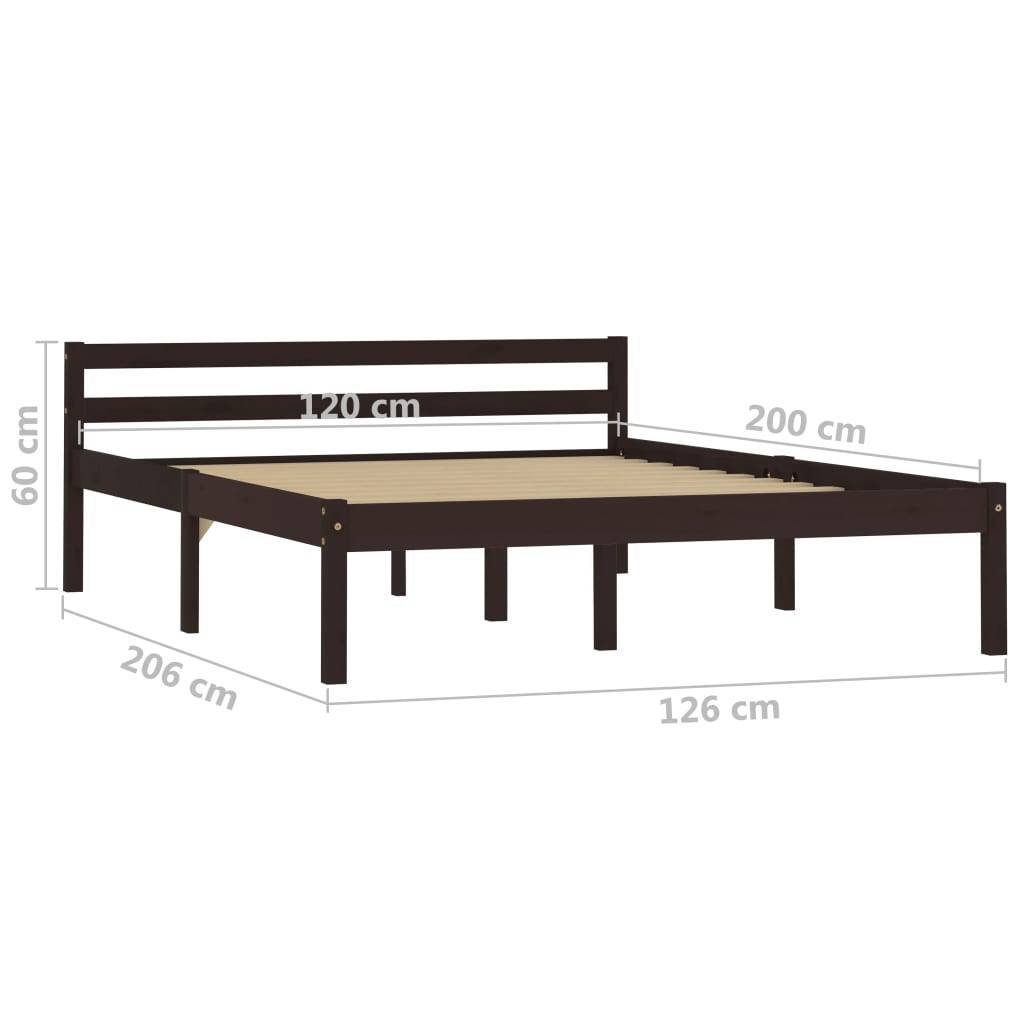 vidaXL Massivholzbett Dunkelbraun Kiefer 120x200 cm